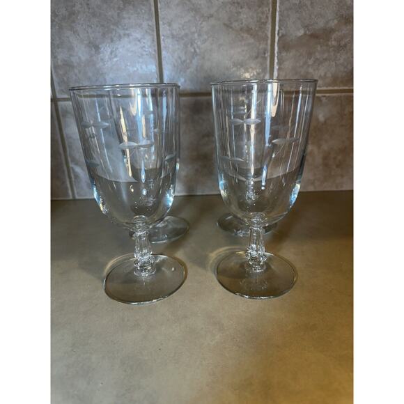 4 - VTG Libbey StemWare Goblet Etched Cut Hand Blown 1950’s Footed Beverage A25 - Picture 8 of 13